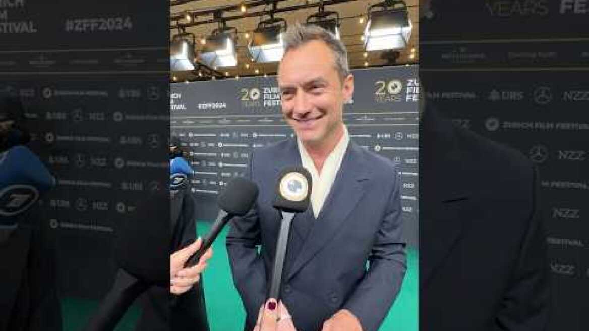 Jude Law on receiving the Golden Eye Award at the 20th Zurich Film Festival