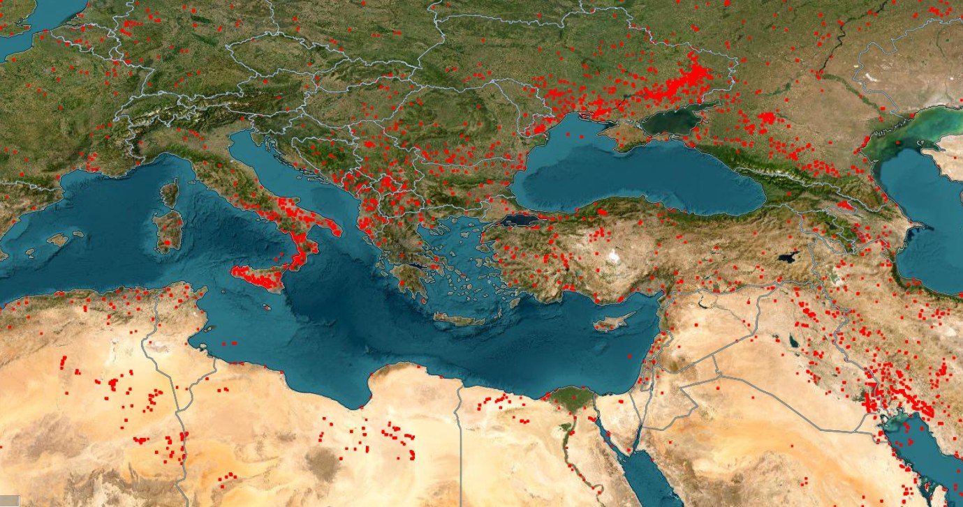 Στις φλόγες όλη η Μεσόγειος – Στο «κόκκινο» ο δορυφορικός χάρτης της NASA με τις φωτιές σε εξέλιξη