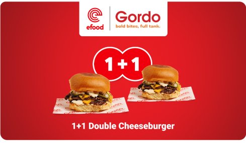 Η απόλυτη efood 1+1 εμπειρία με Double Cheeseburger από το Gordo