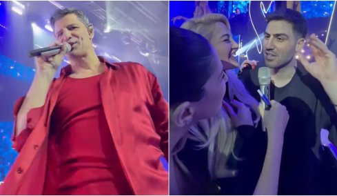 Ο Σάκης Ρουβάς έδωσε το μικρόφωνο στην Ιωάννα Τούνη που διασκέδαζε στο πρώτο τραπέζι με τον σύντροφό της