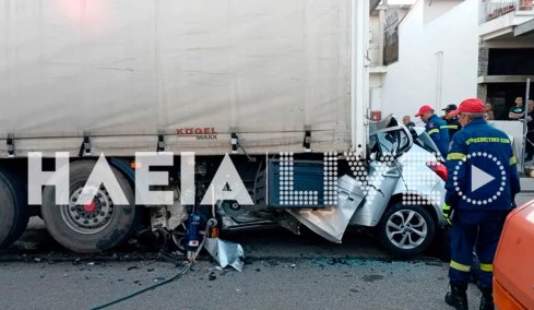 Τροχαίο σοκ στη Ζαχάρω: Νεκρός 29χρονος που «καρφώθηκε» με το αυτοκίνητό του σε νταλίκα
