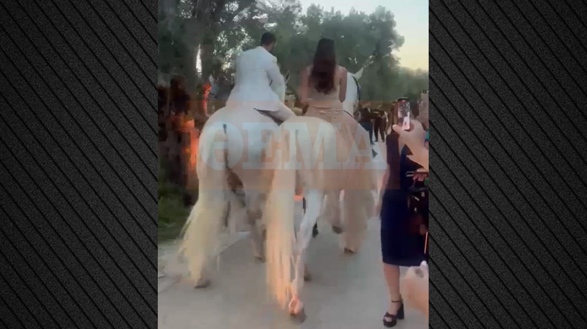 Ο γιος των Χούρι παντρεύτηκε στην Αθήνα: Η είσοδος με άλογα και η εμφάνιση της Άννας Βίσση, δείτε βίντεο και φωτογραφίες
