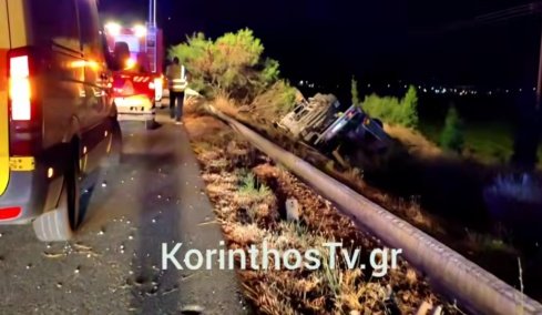 Τραγωδία στην εθνική οδό Κορίνθου-Πατρών: Νεκρός 52χρονος οδηγός νταλίκας μετά από ανατροπή, δείτε βίντεο